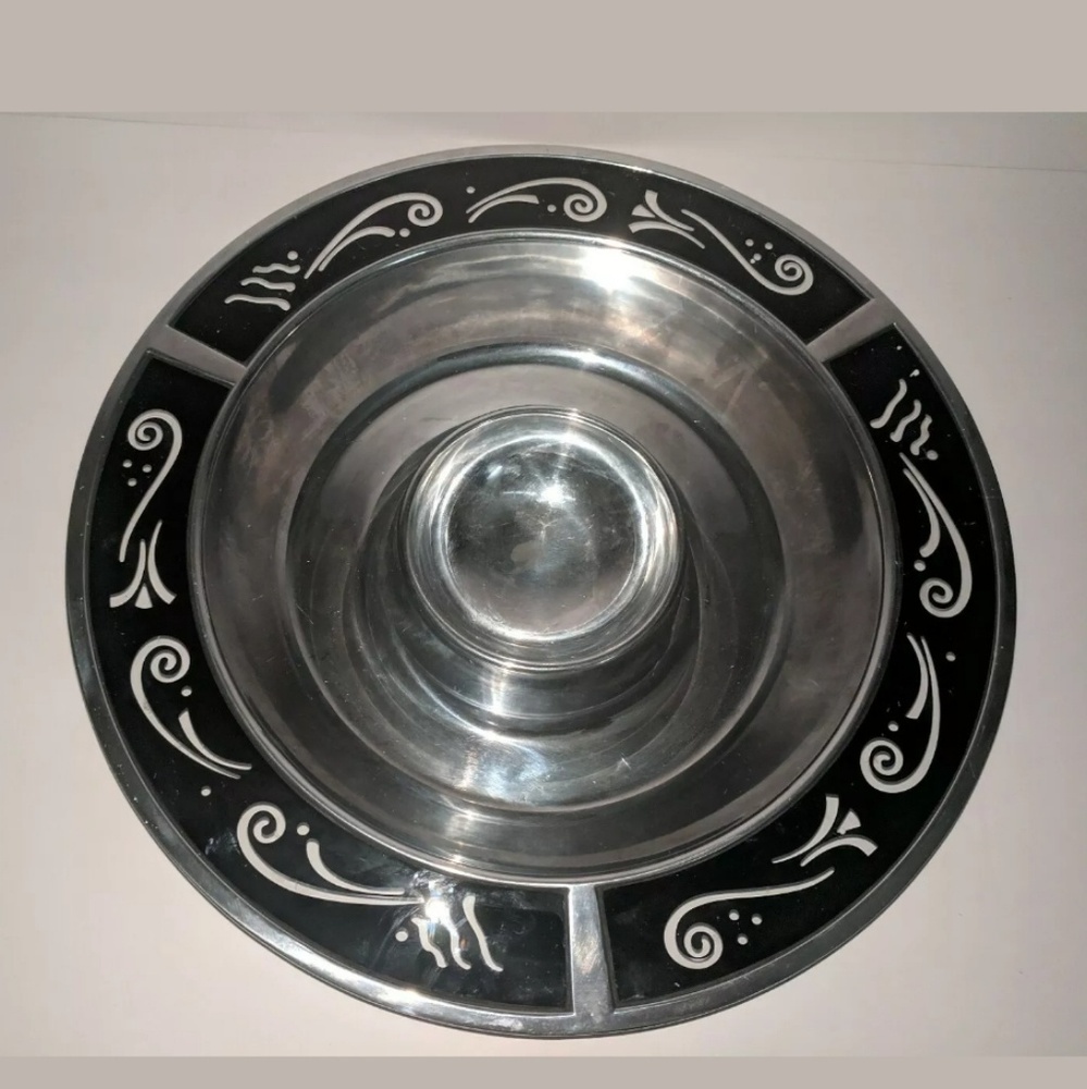 Lenox Black Spyro Metal Chip Bowl